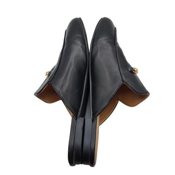 Catherine Maladrino Pika Horse bit Blck Vegan Embroidered Pink Rose Mules Sz 8.5 - Picture 6 of 10